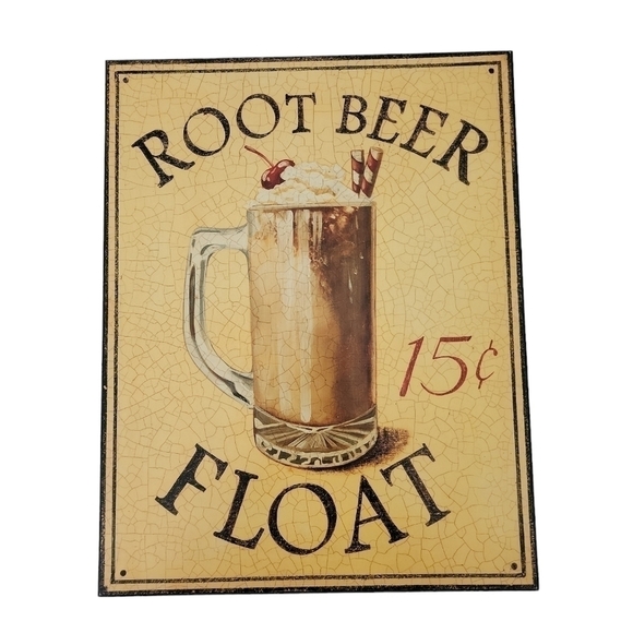 Root Beer float 11X14 wooden wall decor hanging picture - Picture 1 of 5